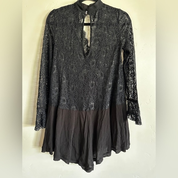 Free People Secret Origins Pieced Lace Tunic black size XS - Picture 7 of 13